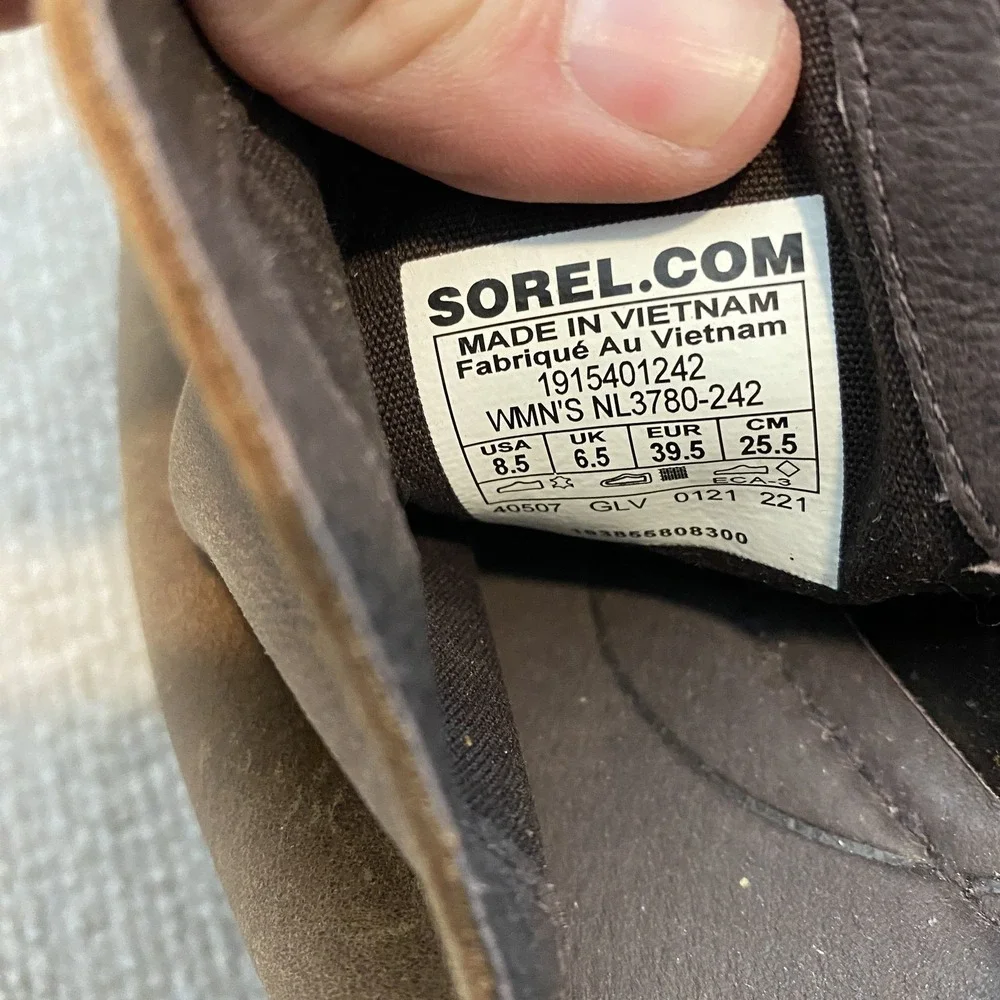 Sorel Boots Womens Size 8.5 Brown Leather Ankle Slip On Booties NL3780-242